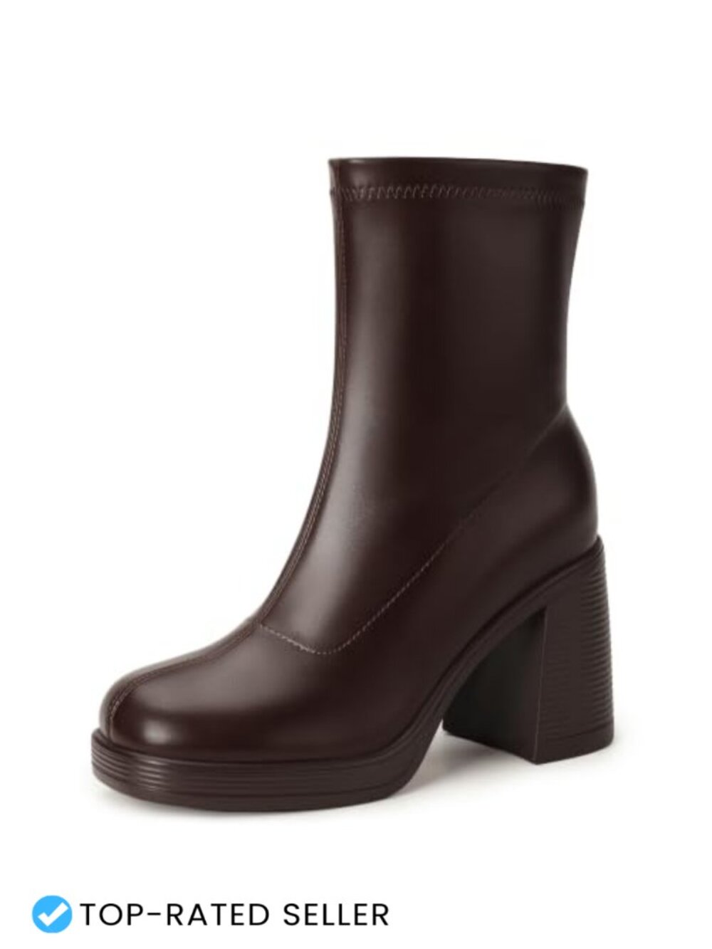 Platform Gogo Ankle Boots Chunky Heel Square Toe Booties